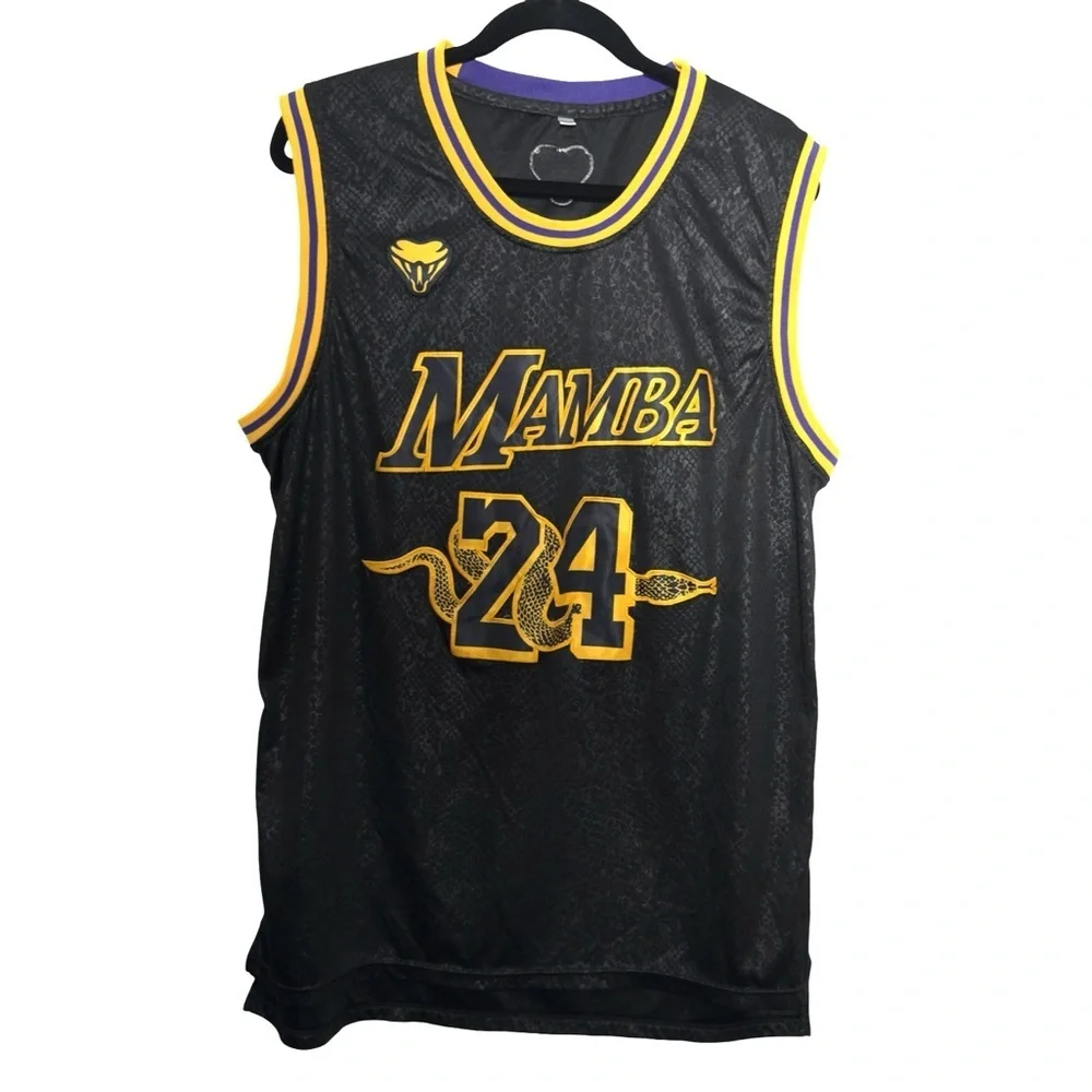 Kobe Bryant Black Mamba Embroidered #24 Jersey Size L